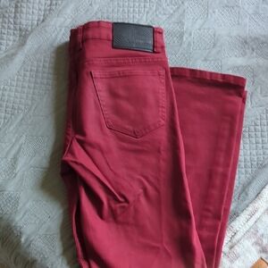 Doublju Men's Slim Jeans in Red